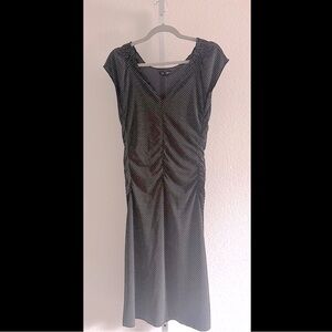 Express Black and White Polka Dot Midi Dress